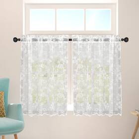 Bentrilisa Gfl Huaduo Banlian 36x36 2 White Sheer Lace Tier Curtains 36 Inches Long Volie Rod Pocket Cafe Half Smal