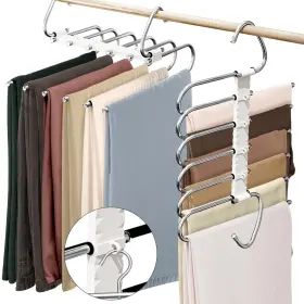Bes-hag-001 Besslly Upgrade 6 Layers Pants Hangers Space Saving 2 Pack Non Slip Stainless Steel