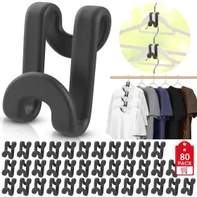 Hag-013-1-1 Besslly 80pcs Clothes Hanger Connector Hooks Plastic Space Saving Heavy Duty