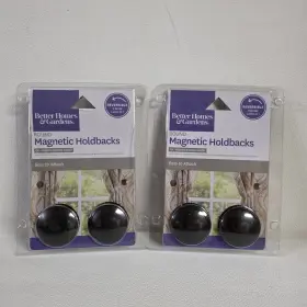 Bh18-14-199-16 Better Homes Bh&g Magnetic Curtain Holdbacks Lot Of 2 Packs Pcs Bronze Round Reversible