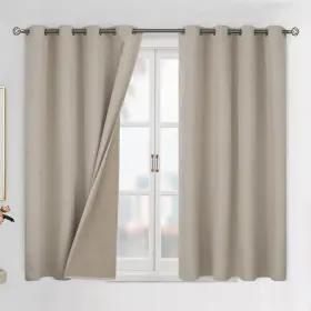 036beige5245 Bgment Linen Color Blackout Curtains 45 Inch Length For Bedroom 2 Panels Set