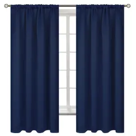 D4navy4263r Bgment Rod Pocket 63 Inch Long Blackout Curtains For Bedroom - Navy Blue Room