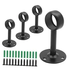 Qy211012-0020 Biaungdo Curtain Rod Ceiling Mount Bracket Stainless Steel 1inch Black-4pcs