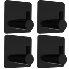 Sh-us-517636 Biomoty Black Adhesive Hooks 4 Pack Wall Heavy Duty Waterproof Sticky Hook Fo