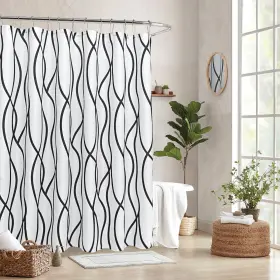 Florapsc021 Biscayn Biscaynebay Textured Fabric Shower Curtain 72 Inches By Black Pr Inch