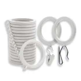 Blasthome 810136555059 Luxury Metal Curtain Rings 18 Brushed White 1.5 Inch Dia Smooth Nylon Clips Pinhooks