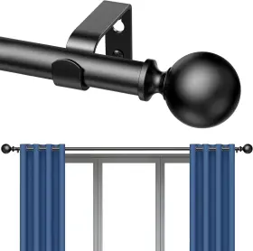 18-118 Bloomflower 737706256461 Curtain Rods 118 Inch For Window 110 Win Matte Black