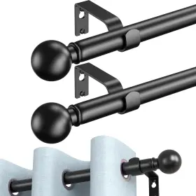 18-110 Bloomflower 760752736793 2 Pack Curtain Rods For Windows 18 To 18-110&apos &apos 2pack Matte Black