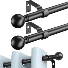 18-128 Bloomflower 760752736809 2 Pack Curtain Rods For Windows 18 To 18-128&apos &apos 2pack Matte Black