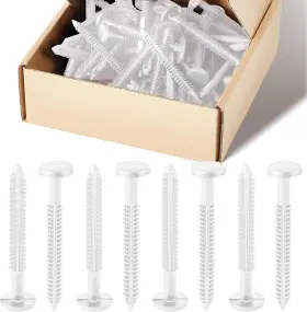 Dib-blulu-1502 Blulu 60 Pcs 3 Inch Vinyl Shutter Fastener Window Panel Peg Lok Pin White