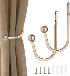 Bohuiz 313040073058 2pcs Gold Curtain Holdback Wall Mounted Drapery Tiebacks With Screws Metal Retr