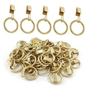 Bokwin221018-033 Bokwin Pack Of 44 Metal Curtain Rings With Clips 1 Inch Interior Dimaeter 25mm/1 Gold