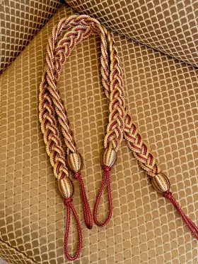 5492202 Bombay The Company Pair Of Braided Cord Drapery Tie-backs In Gold And Burgundy