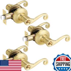 Bonpoly B0c28fcr6q 3 Pack Gold Door Handles Wave Style Entry Handle Lock And Keys