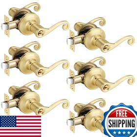 Bonpoly B0c28gx1w7 6 Pack Gold Lever Wave Style Entrance Door Handle Keyed Alike For