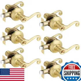B0c28gx1w7 Bonpoly 6 Pack Gold Lever Wave Style Entrance Door Handle Keyed Alike For