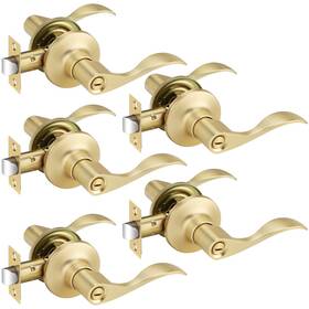 Bonpoly B0clgl64kt 5 Pack Gold Door Handles Interior Handle Privacy Lever For