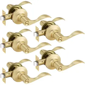 B0clgl64kt Bonpoly 5 Pack Gold Door Handles Interior Handle Privacy Lever For