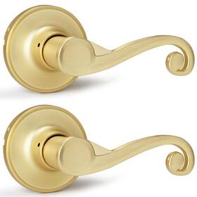 Bonpoly B0d8t23cxy Satin Brass Dummy Door Handles 2 Pack Keyless Interior Levers