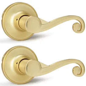 B0d8t23cxy Bonpoly Satin Brass Dummy Door Handles 2 Pack Keyless Interior Levers