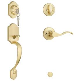 Bonpoly B0ffsngqdq Brushed Gold Front Door Lock Set Handle Single Deadbolt