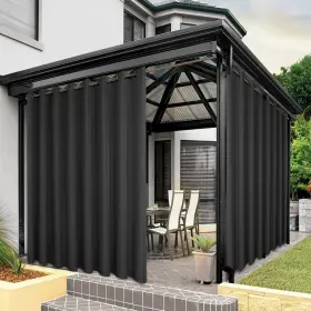 Hawaii-150108-charcoal Bonzer Outdoor Waterproof Curtains For Patio Extra Wide Grommet Light Filteri