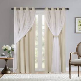 Bonzer Lisa-5284-beige White Sheer Voile And Blackout Curtains Assembled Grommet Mix Matc