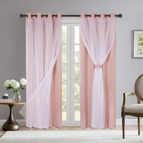 Bonzer Lisa-5284-blush Mix And Match Blackout Curtains Grommet Double-layered With W