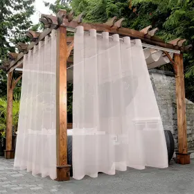 Voile-100108-blush Bonzer Sheer Outdoor Curtains For Patio Waterproof - 2 Panels Wide Grommet Inch