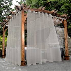 Bonzer Voile-100108-cloud Waterproof Sheer Outdoor Curtains For Patio - 2 Panels Wide Grommet Inch