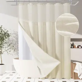 Bdscympjjb-7272bs Boodii Linen Shower Curtain With Liner Set Morden Farmhouse Wi