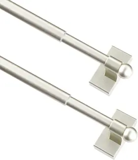 Boom Jog 791548379559 Magnetic Curtain Rods Multi-use Adjustable 9-16 Inch 2 Pack Nickel