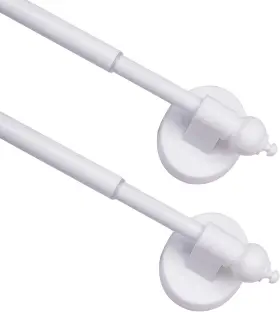 Boom Jog 791548381347 Magnetic Curtain Rods For Metal Doors Multi-use 16-28 Inch 2 Pack White