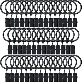 Boomiboo 726084982376 44 Pack Curtain Rings With Clips 1 Inch Drapery Fit 5 8 Rod Hanging Decor