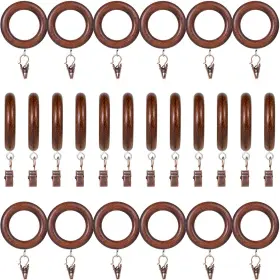Bs0037 Booson 24 Pack Wooden Curtain Rod Rings With Drapery Clips Farmhouse Beech Wood Drapes