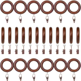 Bs003701 Booson 24 Pack Wooden Curtain Rod Rings With Drapery Clips Farmhouse Beech Wood Drap