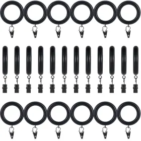Bs008503 Booson 24 Pack Wooden Curtain Rod Rings With Drapery Clips Farmhouse Beech Wood Drap