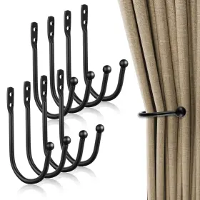 713684 Bremorou 8 Pcs Curtain Holdbacks Tiebacks Curtains Wall Hooks Black Curta Inch