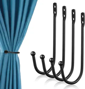 Vqmc7zuc2 Bremorou 4 Pcs Curtain Wall Hooks Black Holdbacks U Shaped Pull Backs Bl