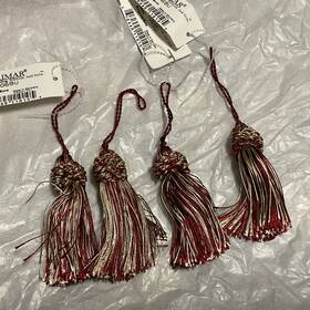 Brimar 610445110105 Set Of 4 Decorative 3 Inch Burgundy/bone Key Tassels. By Brimar. Made In Germany