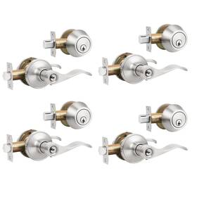 Brotima B0bqynjh4y 4 Pack Keyed Alike Door Lever Set Single Cylinder Deadbolt Reversible