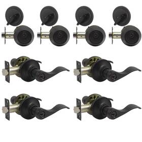 Brotima B0bqyq816j 4 Pack Exterior Door Lock Set Oil Rubbed Bronze Handle Single