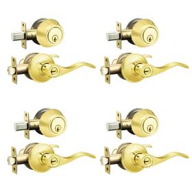 Brotima B0bqyqk2r6 4 Pack Keyed Alike Lever Set Single Cylinder Deadbolt Reversible Wave