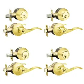 B0bqyqk2r6 Brotima 4 Pack Keyed Alike Lever Set Single Cylinder Deadbolt Reversible Wave