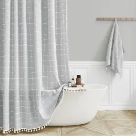Bttn 797422722879 Extra Wide Shower Curtain - 108x72 Inch Boho Farmhouse Fabric Weighted L