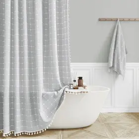 Bttn 797442072558 78 Inch Long Shower Curtain - Boho Farmhouse Linen Ultra Thick Fabric Sh