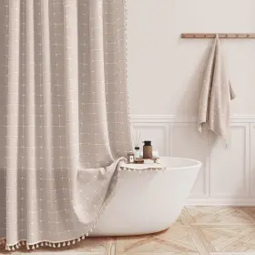 Bttn 797447146568 Boho Stall Shower Curtain 36x72 Narrow Linen Ultra Thick Fabric Tassel