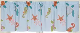 842841876 C & F Enterprises St. Kitts Window Valance Sea Creatures Printed Cotton 72 X 15.5 Inches