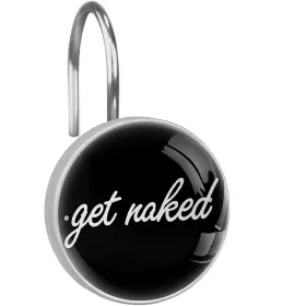 C.iopmnu 710152034137 12pcs Funny Shower Curtain Hooks Black Rings Roller Stainles