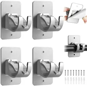 Sl-4pc Cadorasty 4 Pcs Curtain Rod Holder No Drill - Self Adhesive Brackets D